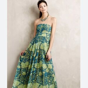 Anthropologie Watercolor Garden Maxi dress, size 6, EUC